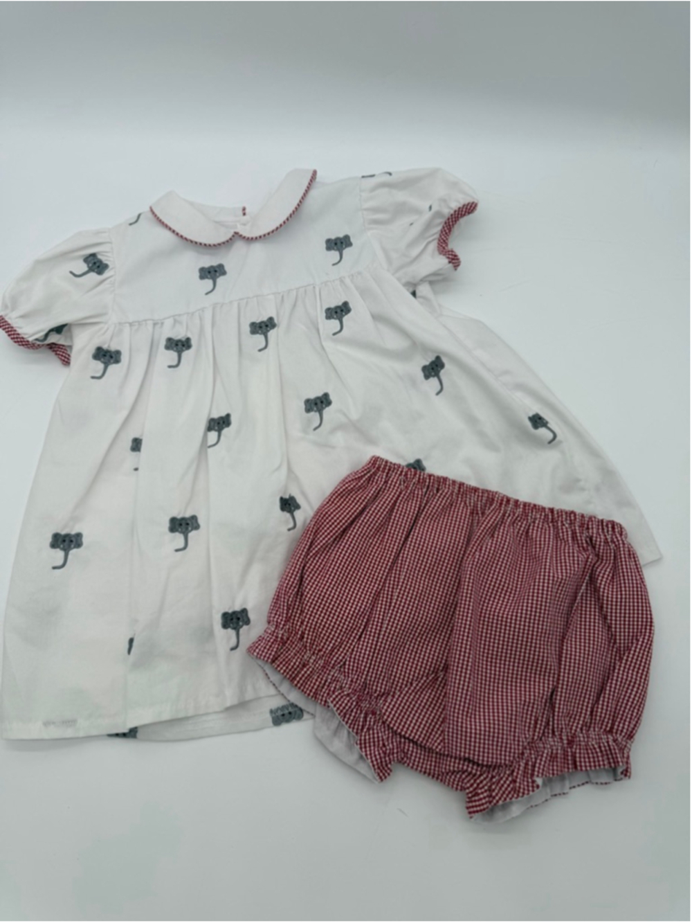 ALABAMA Casual Set 3T White Red Elephant Print